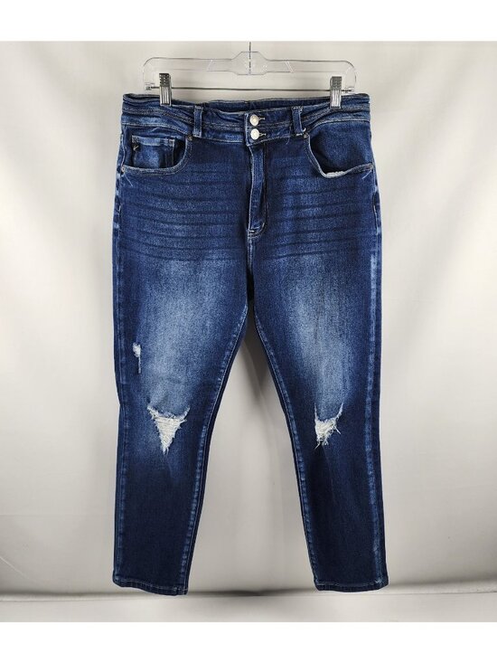 KanCan Denim - KanCan Jeans Womens 31x26 Blue High Rise Distressed Cropped Denim 128035